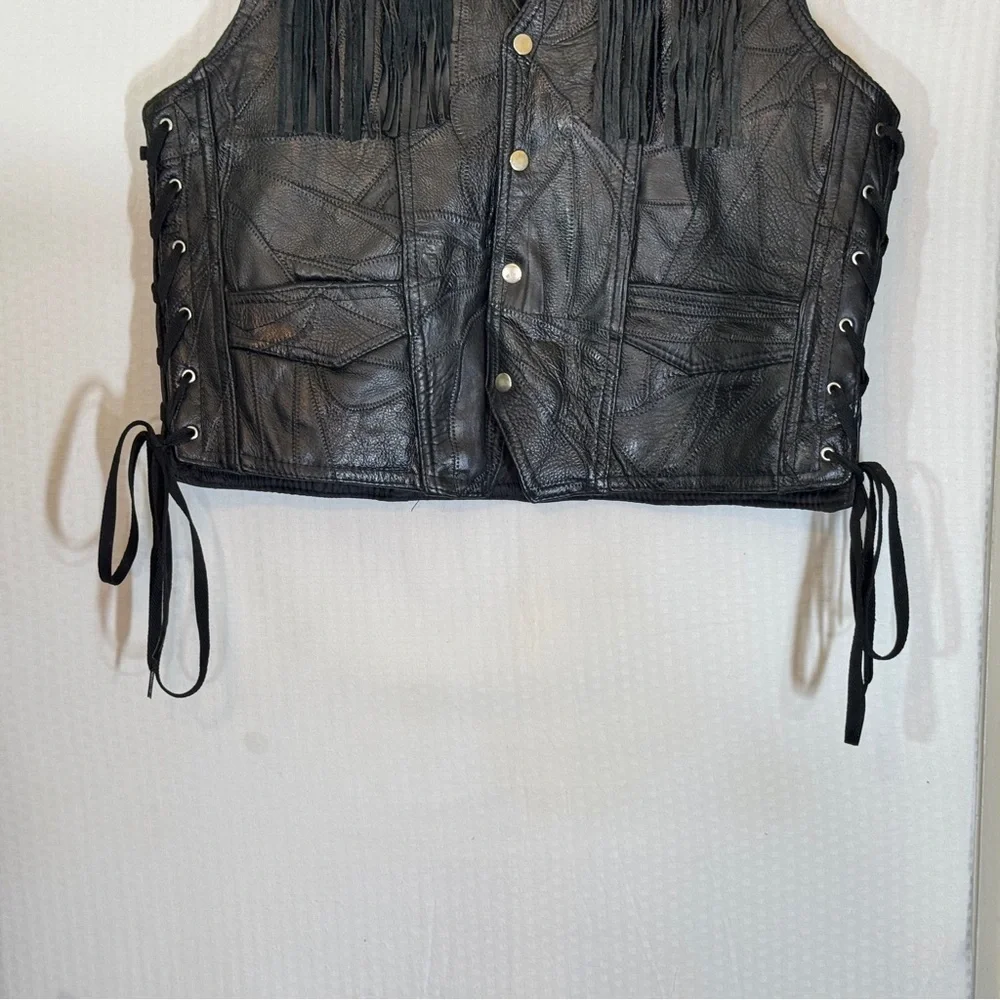 Vintage Navarre Genuine Buffalo Leather Fringe Vest XL – Italian Stone